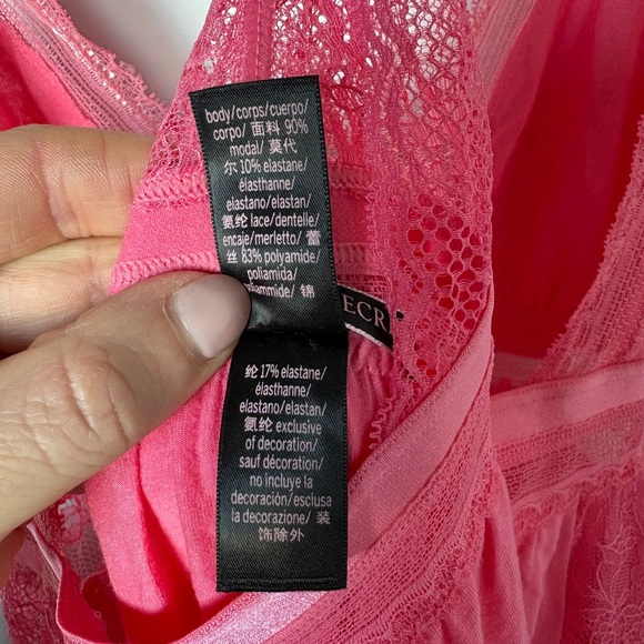 Victoria’s Secret Pink Lace Babydoll Slip Nightgown Criss Cross XL Valentine's - Picture 6 of 9
